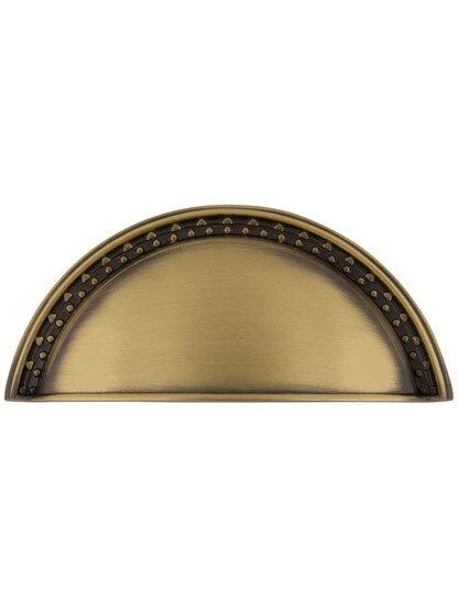 Meadows Design Cup Pull - 3 inch Center-to-Center in Antique Brass.